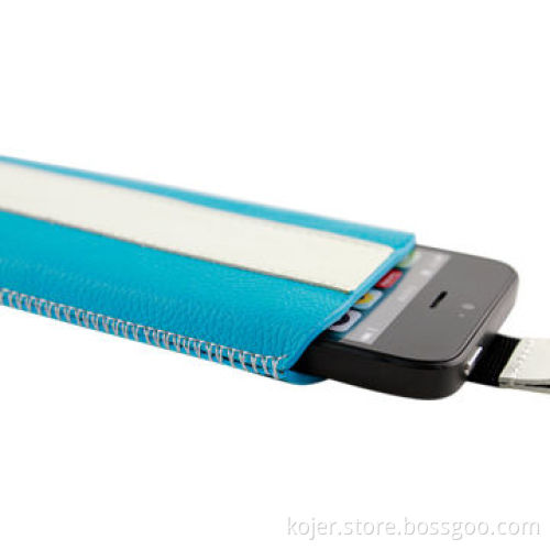 Cellphone Pouch, Ideal for iPhone 5, Made of PU Leather Material, with Retractable Pull-tab